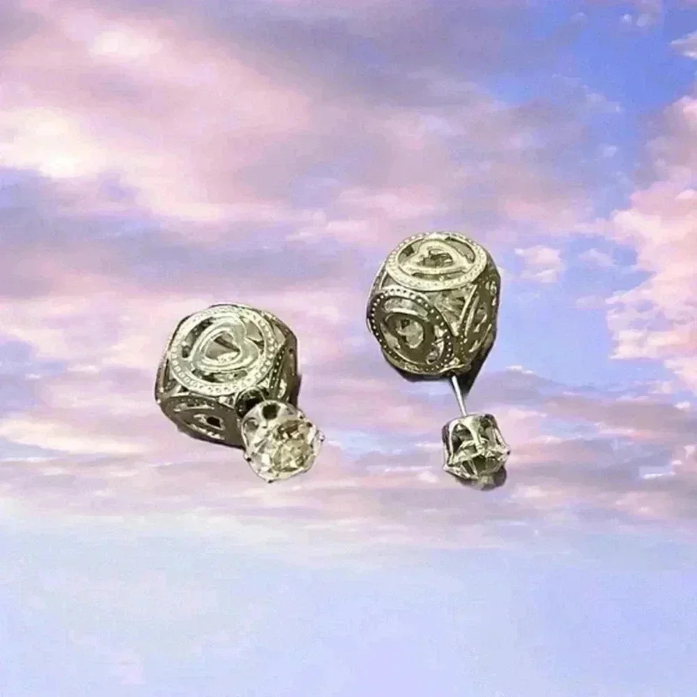 BEAUTIFUL SILVER DOUBLE SIDED EARRINGS